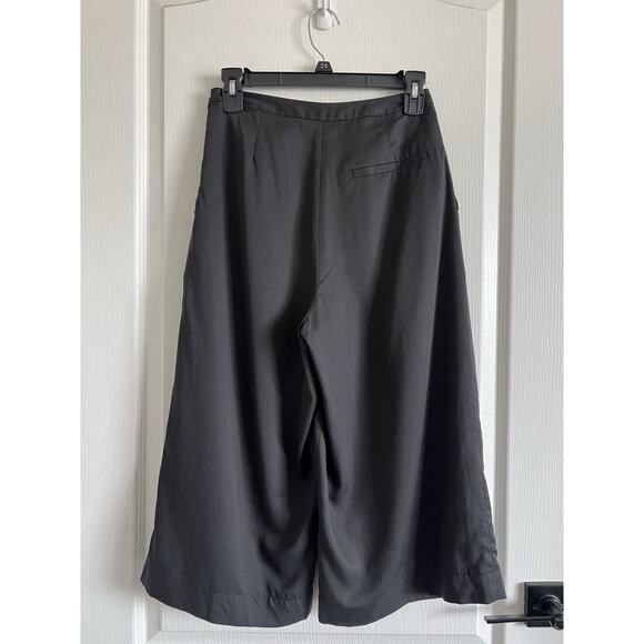 Grana Pants Womens Size XS TENCEL SPLIT FRONT CULOTTE Wide Leg Black Pockets - Picture 5 of 11